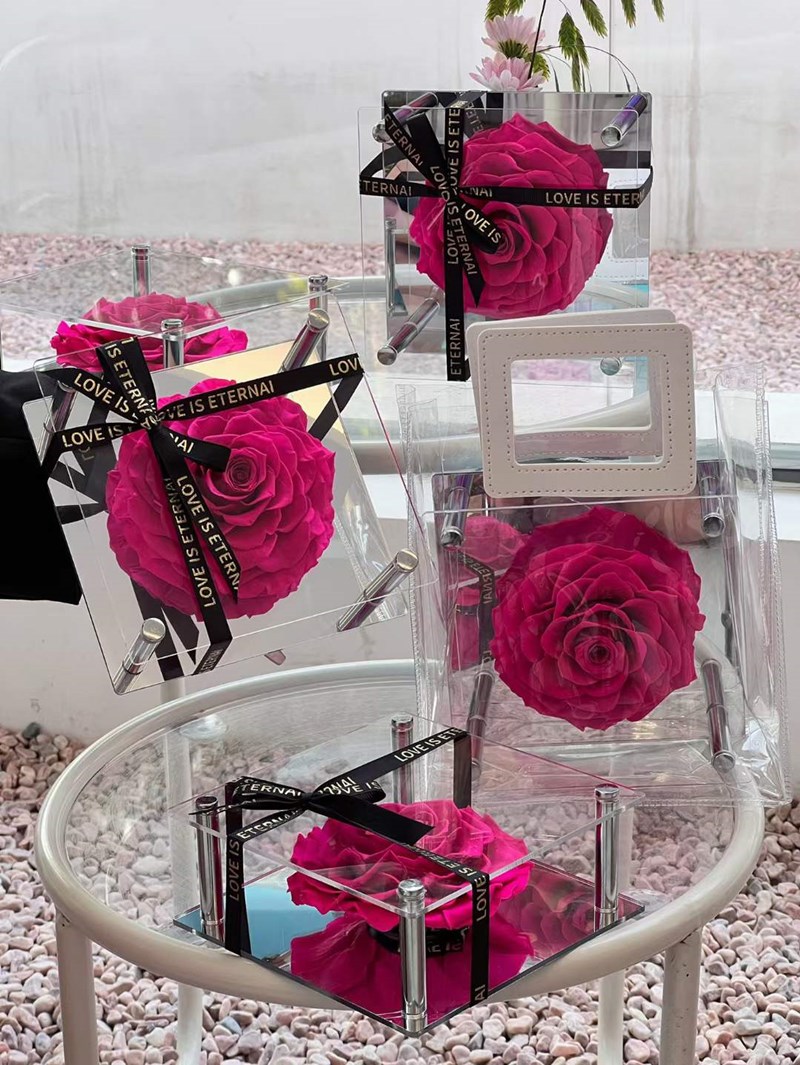 Big Rose Single Rose In Acrylic Gift Box Preserved Immortal Rose Flower Gifts Fo