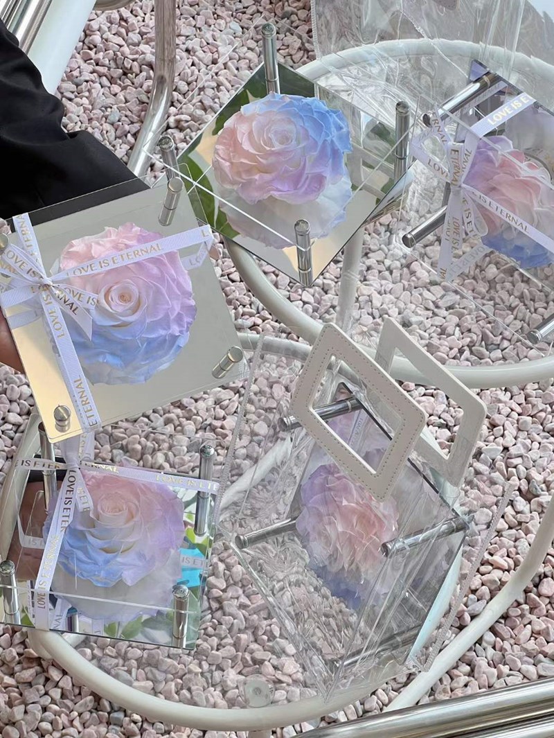 Big Rose Single Rose In Acrylic Gift Box Preserved Immortal Rose Flower Gifts Fo